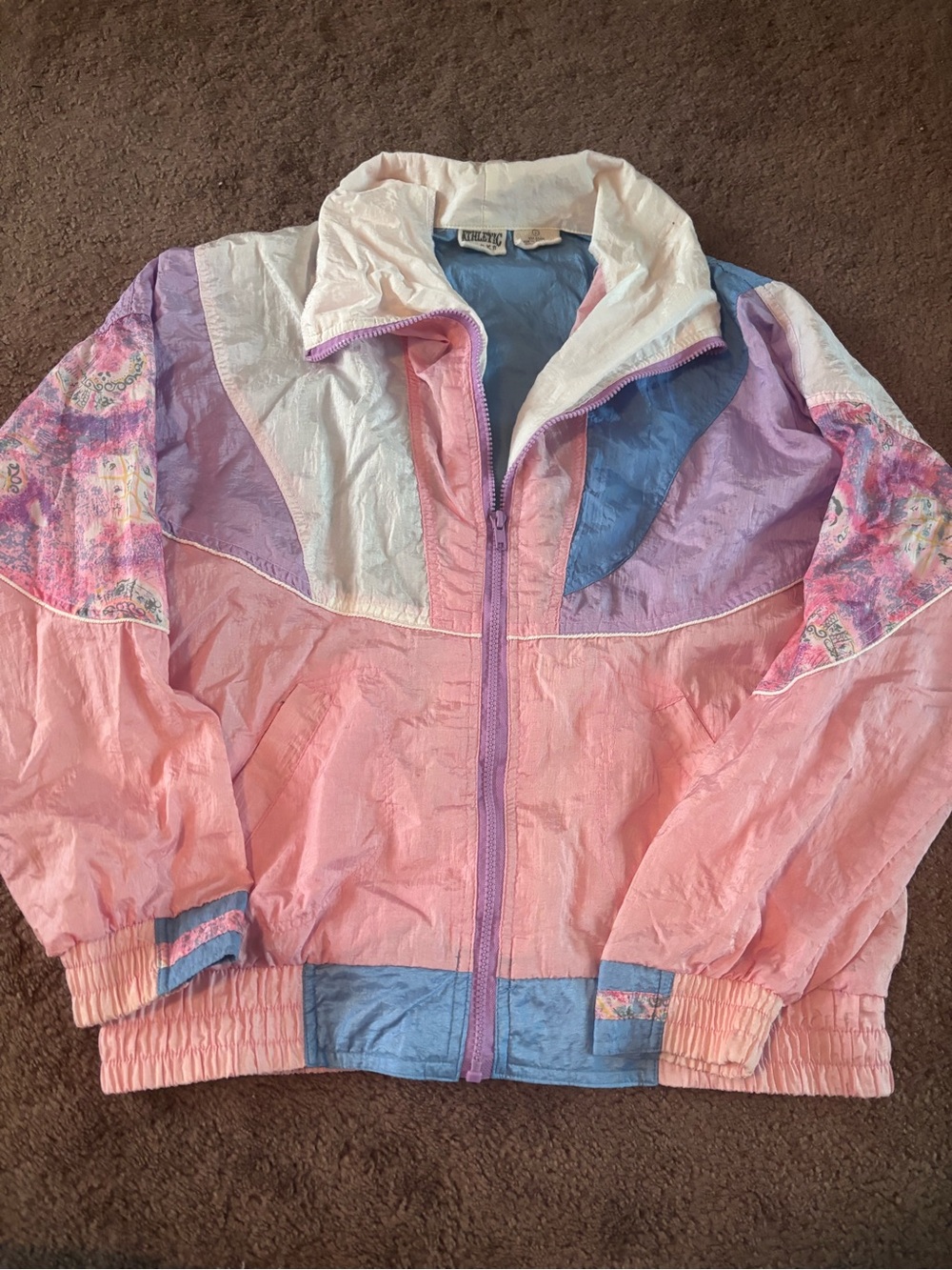Athletic Works Pink, Lavender & Blue Colorblock  Windbreaker Jacket